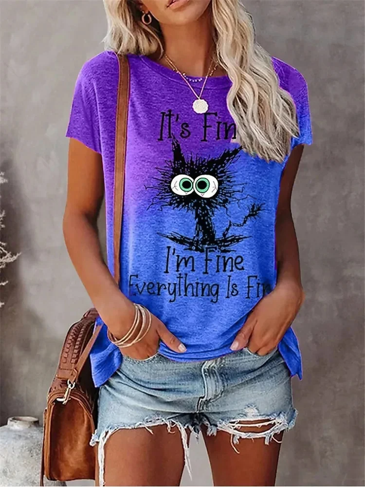 2024 New Style T-Shirt For Women Heart Print Top Fashion Women's Oversized Clothes Tees Summer Crew Neck Blouse Original Design