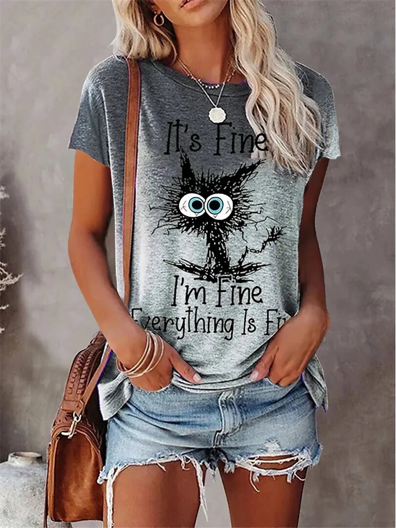 2024 New Style T-Shirt For Women Heart Print Top Fashion Women's Oversized Clothes Tees Summer Crew Neck Blouse Original Design - Image 6