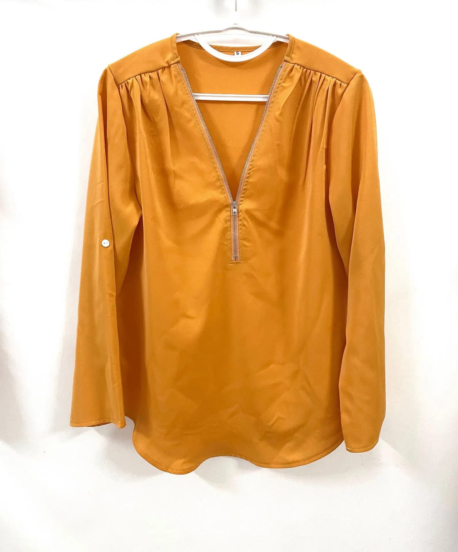 2024 Quality HotSale Plus Size Deep V Neck Women Blouse Chiffon Cool Loose Shirt Fashion Casual Ladies Tops Sexy Zipper Pullover