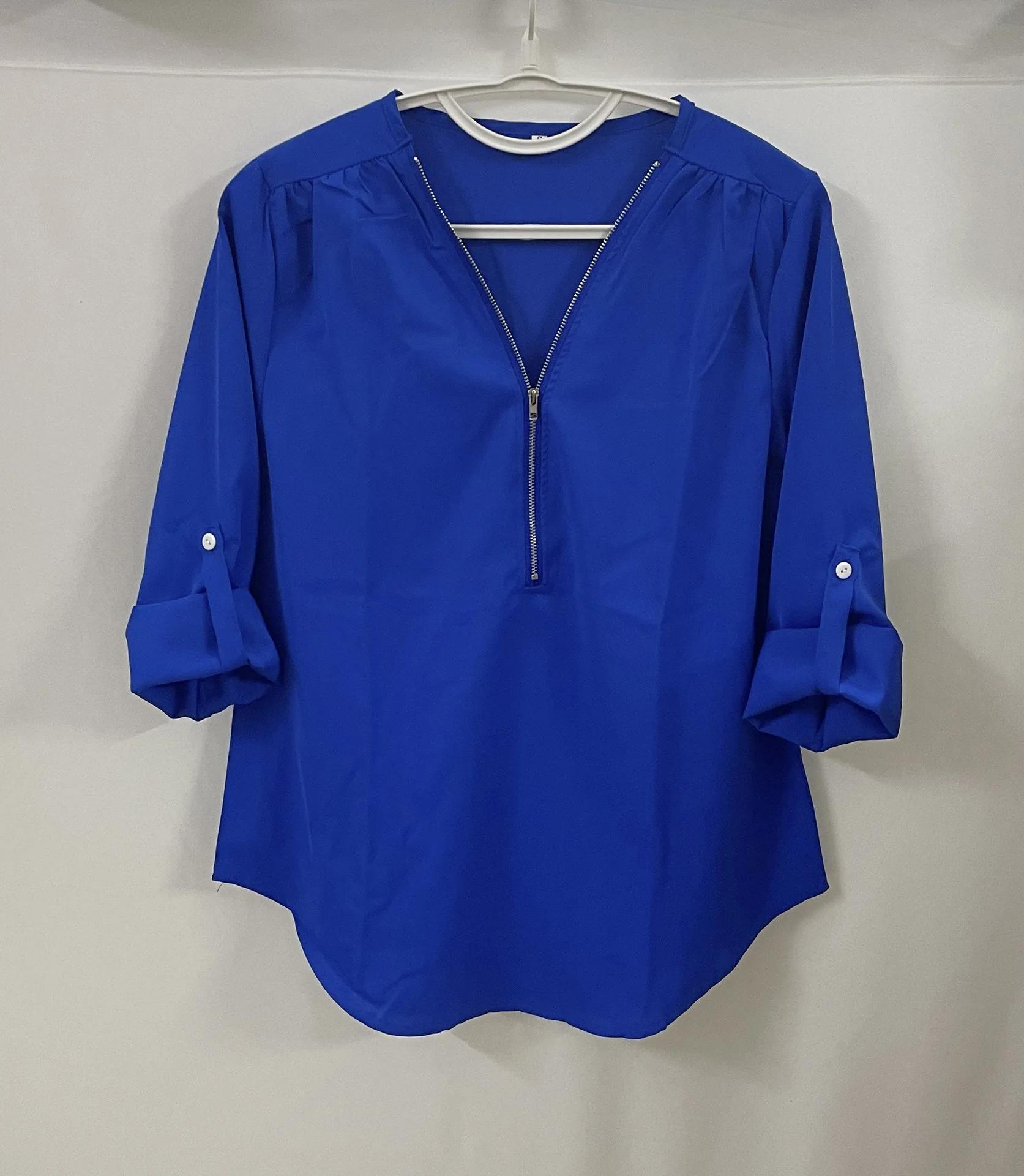 2024 Quality HotSale Plus Size Deep V Neck Women Blouse Chiffon Cool Loose Shirt Fashion Casual Ladies Tops Sexy Zipper Pullover