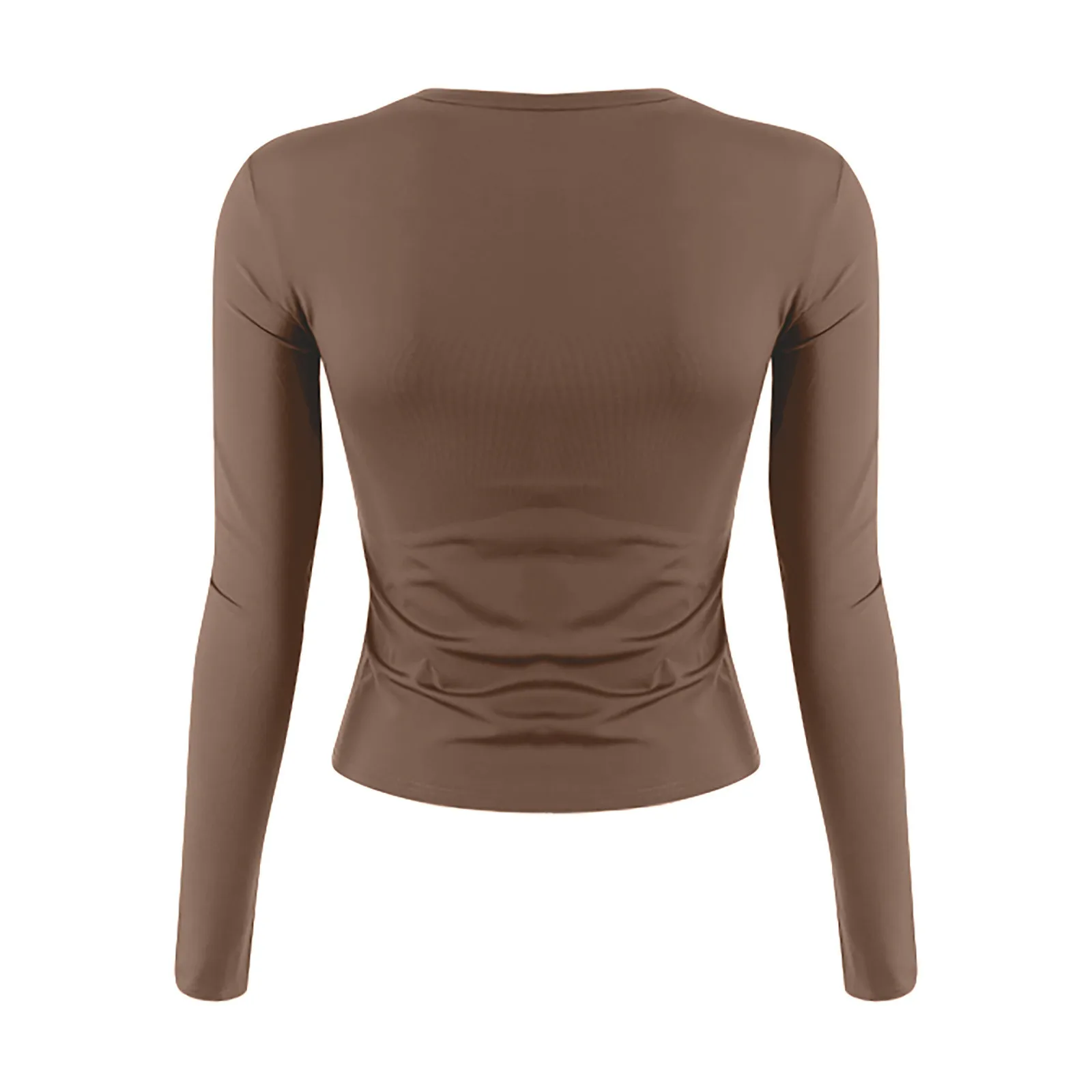 Women's Fashion Solid Color Round Neck Long Sleeve T-Shirt Top Tops for Women Womens Tops and Blouses 2024 Dressy Tops for Women