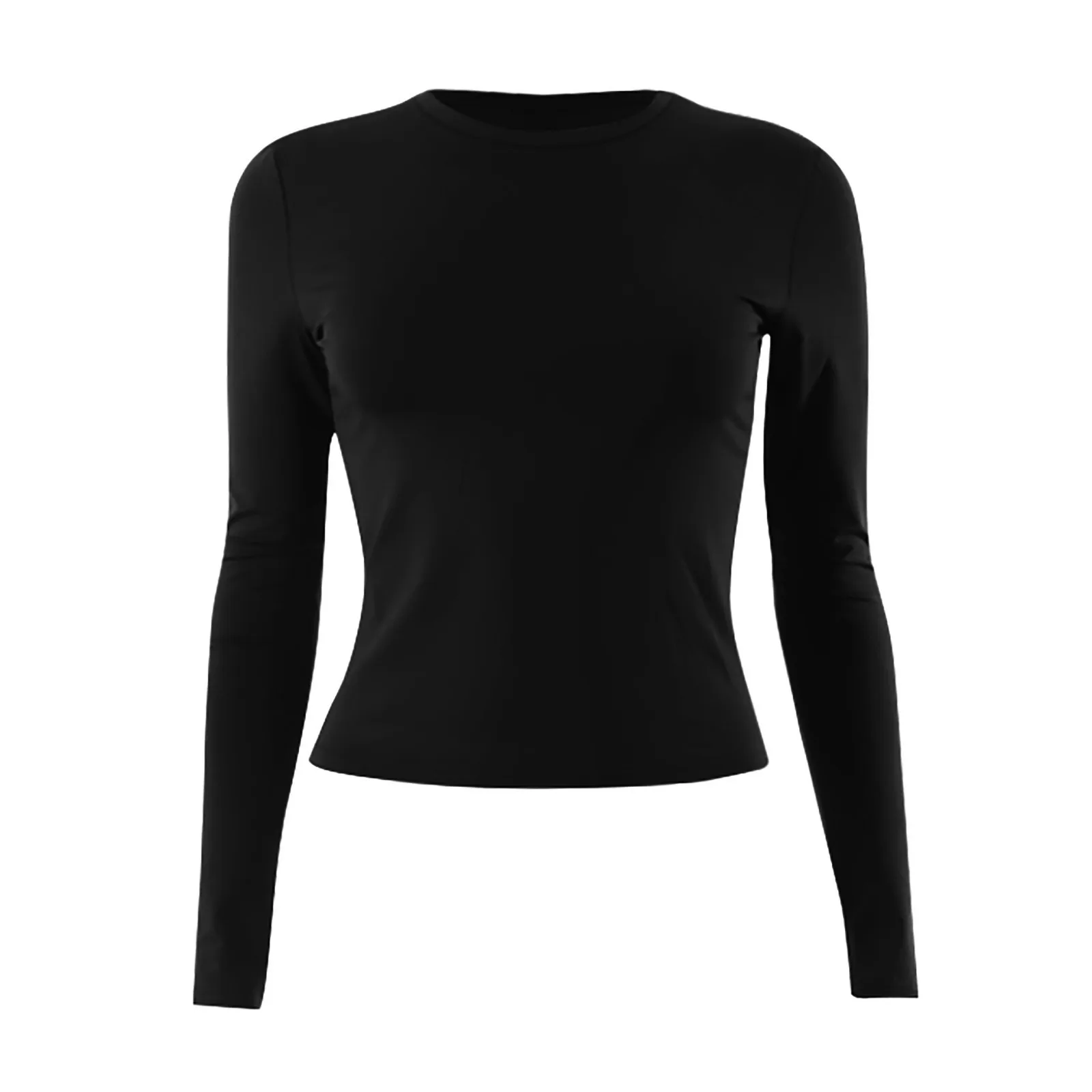 Women's Fashion Solid Color Round Neck Long Sleeve T-Shirt Top Tops for Women Womens Tops and Blouses 2024 Dressy Tops for Women