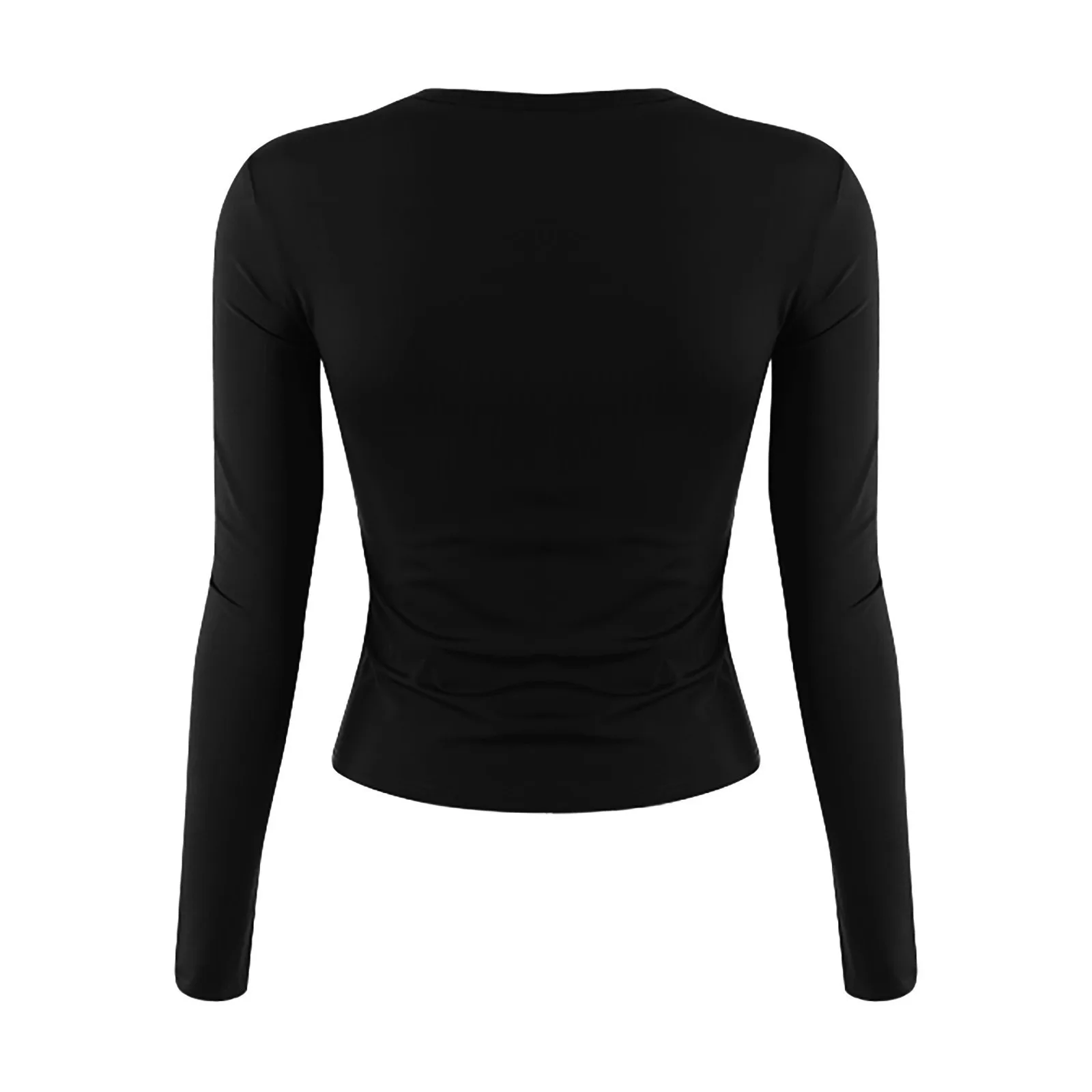 Women's Fashion Solid Color Round Neck Long Sleeve T-Shirt Top Tops for Women Womens Tops and Blouses 2024 Dressy Tops for Women