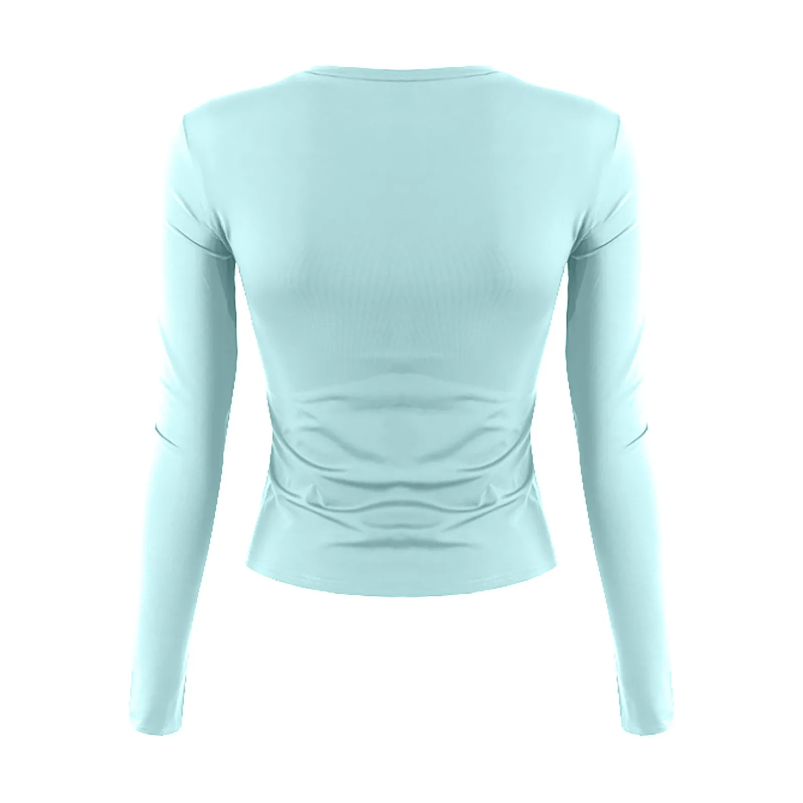 Women's Fashion Solid Color Round Neck Long Sleeve T-Shirt Top Tops for Women Womens Tops and Blouses 2024 Dressy Tops for Women