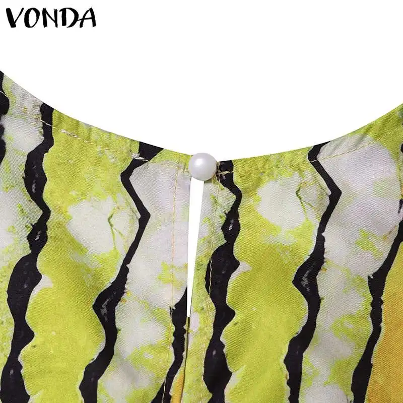 Plus Size Women Summer Dress 2024 VONDA Sleeveless Printed Party Sundress Fashion Short Dress Casual Loose Vestidos O Neck Robe