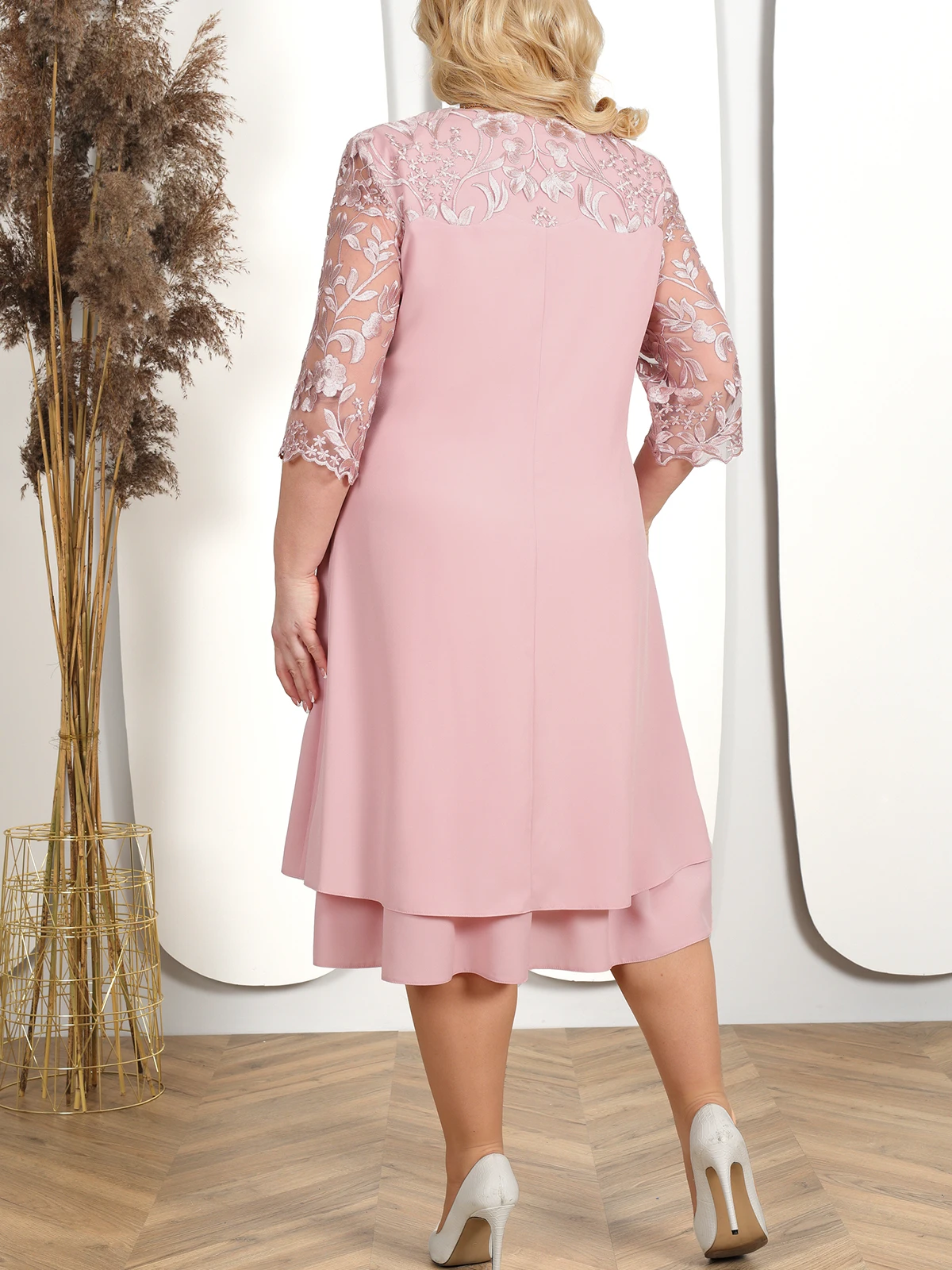 Plus Size Summer Dresses for Women 2023 Embroidery Floral Patchwork Formal Dress Loose Wedding Party Banquet Prom Women Clothing