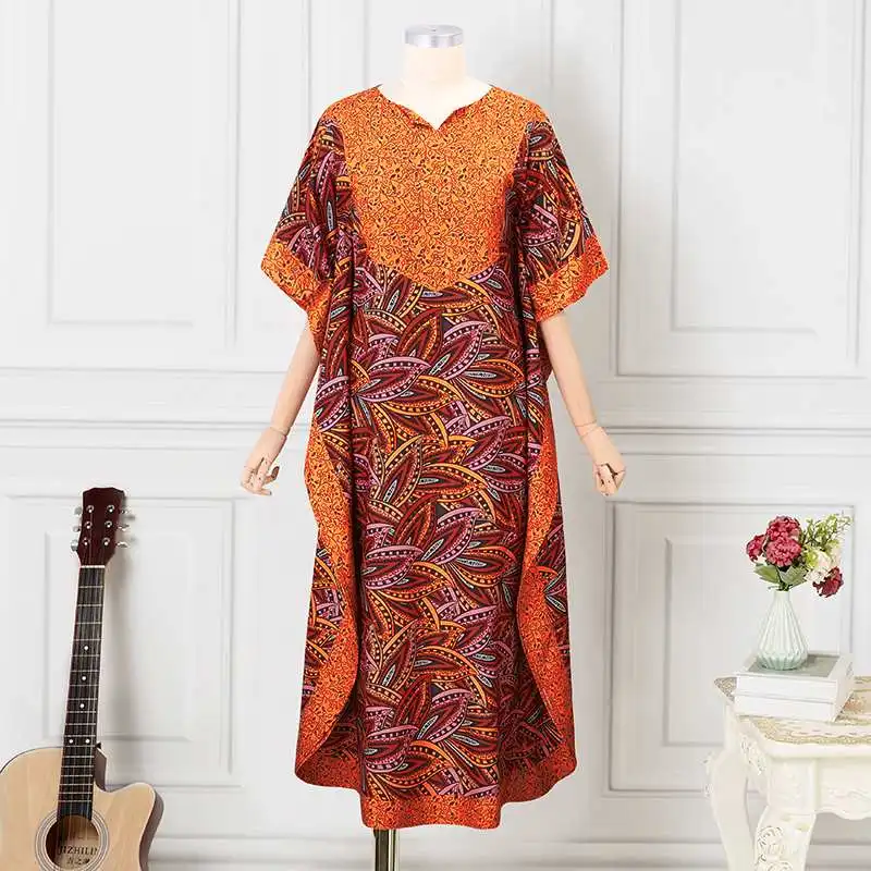 Plus Size 5XL VONDA Women Bohemian Printed Long Sundress 2024 Autumn Casual Half Sleeve Loose Maxi Dress Oversized Party Vestido