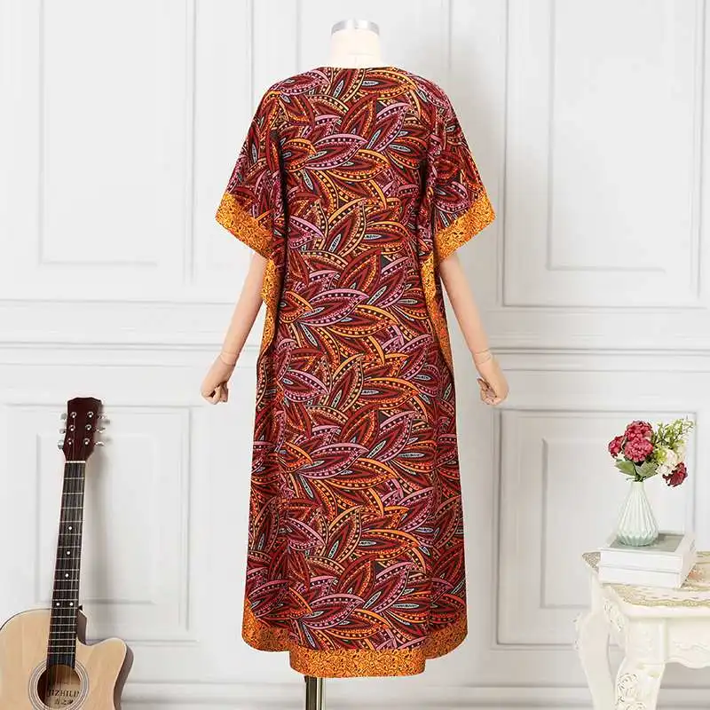 Plus Size 5XL VONDA Women Bohemian Printed Long Sundress 2024 Autumn Casual Half Sleeve Loose Maxi Dress Oversized Party Vestido