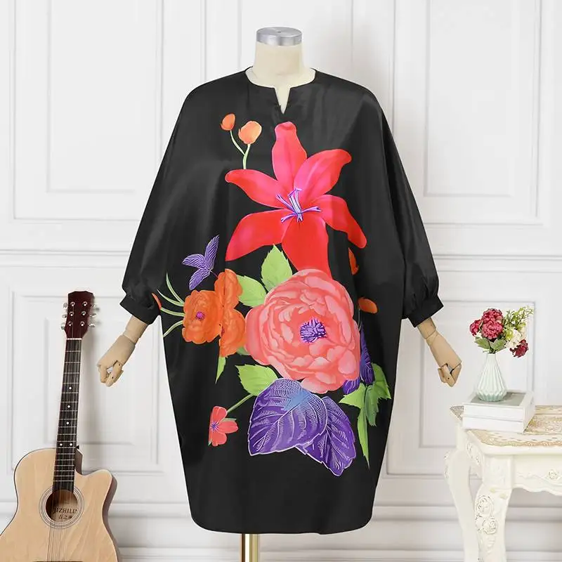 Plus Size 5XL VONDA Women Bohemian Sundress 2024 Autumn Floral Printed Elegant Midi Dress 3/4 Bat Sleeve Casual Loose Retro Robe