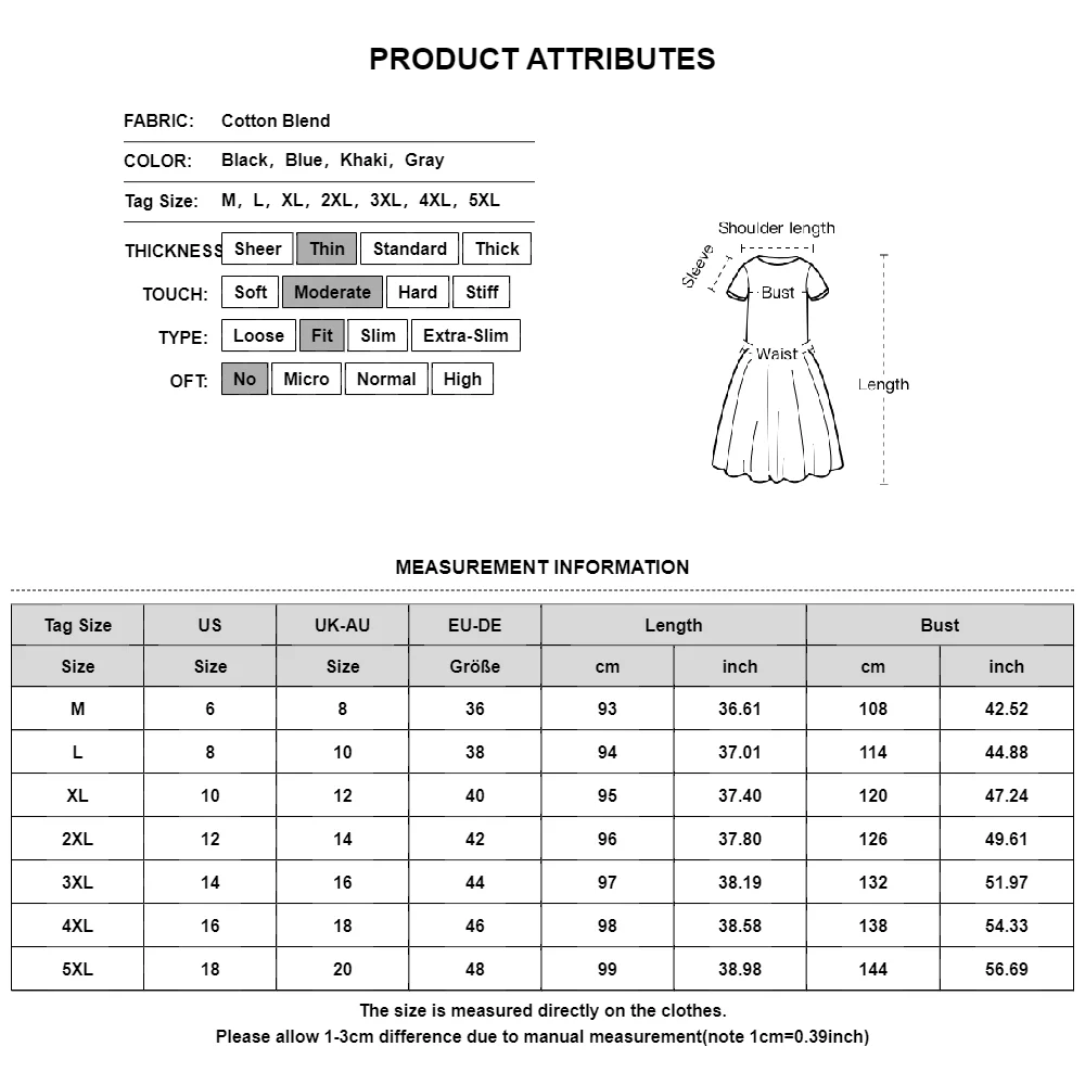 Vintage Women Plus Size Cotton Linen Dress Summer Solid Short Sleeve O-Neck A-Line Pockets Dress Ladies Casual Holiday Vestidos