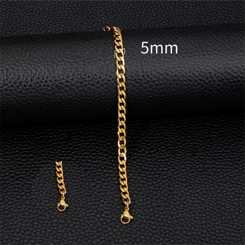 3-11mm Thick Waterproof Chain Bracelet for Men Stainless Steel Cuban Chain Wristband Classic Punk Heavy Men's Jewelry Gift