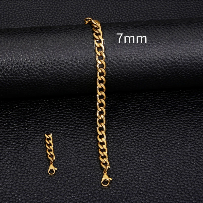 3-11mm Thick Waterproof Chain Bracelet for Men Stainless Steel Cuban Chain Wristband Classic Punk Heavy Men's Jewelry Gift