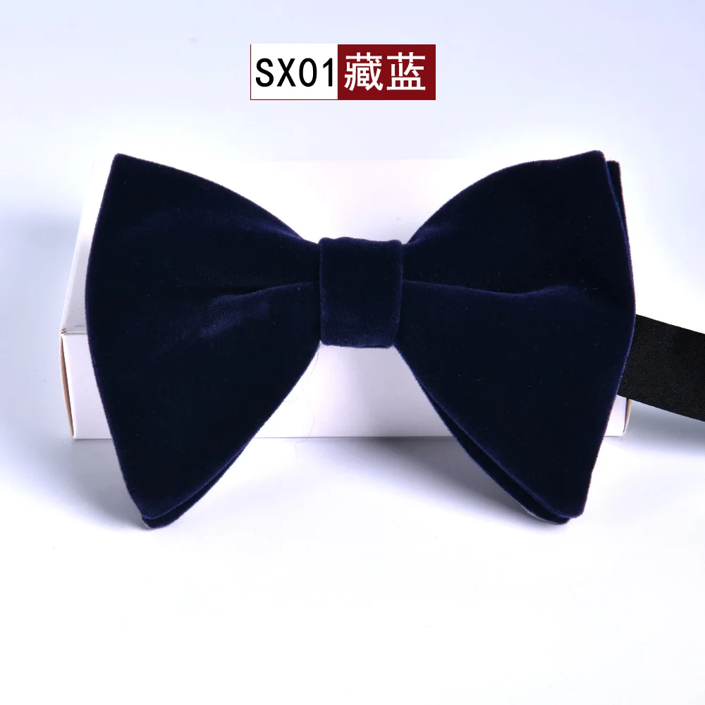 Black Velvet Bow Ties For Men Adjustable Big Bowknot Man Accessories Shirts Bowties Blue Butterfly Cravats For Wedding Party Bow