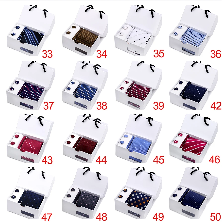 Mens Tie Set In A Box Paisley Ties For Men Gifts Luxury Necktie Pocket Square Cufflinks Wedding Business Formal Suit Tie