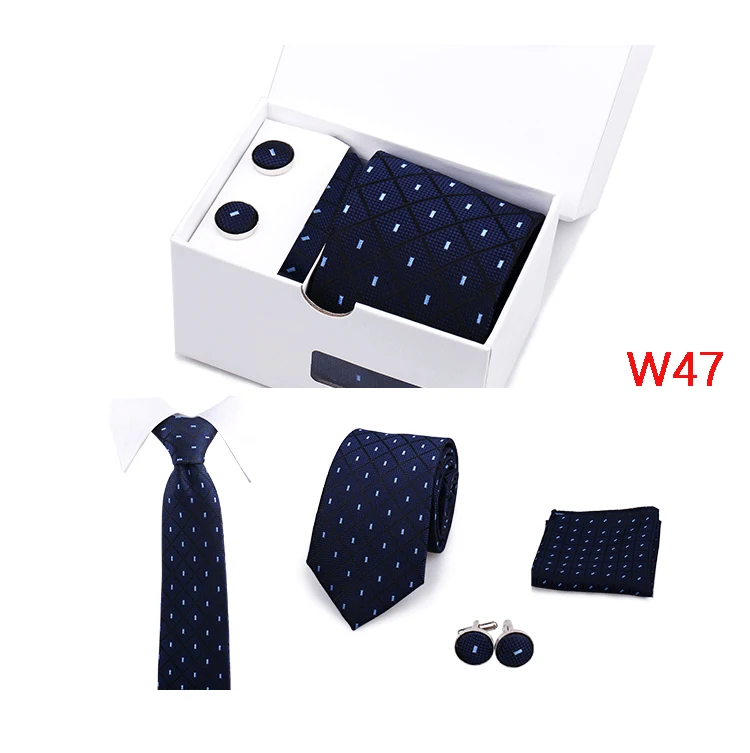 Mens Tie Set In A Box Paisley Ties For Men Gifts Luxury Necktie Pocket Square Cufflinks Wedding Business Formal Suit Tie