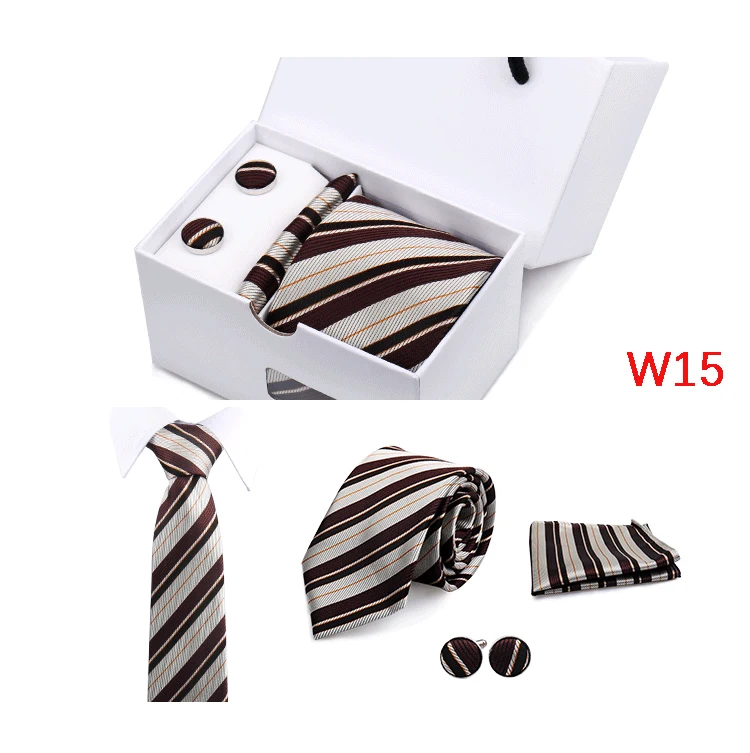 Mens Tie Set In A Box Paisley Ties For Men Gifts Luxury Necktie Pocket Square Cufflinks Wedding Business Formal Suit Tie