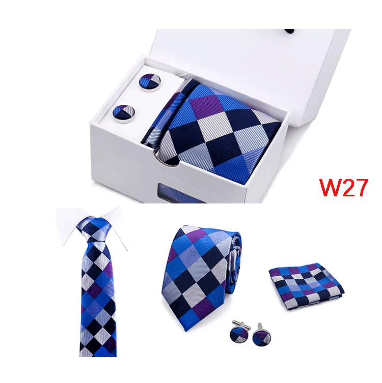 Mens Tie Set In A Box Paisley Ties For Men Gifts Luxury Necktie Pocket Square Cufflinks Wedding Business Formal Suit Tie