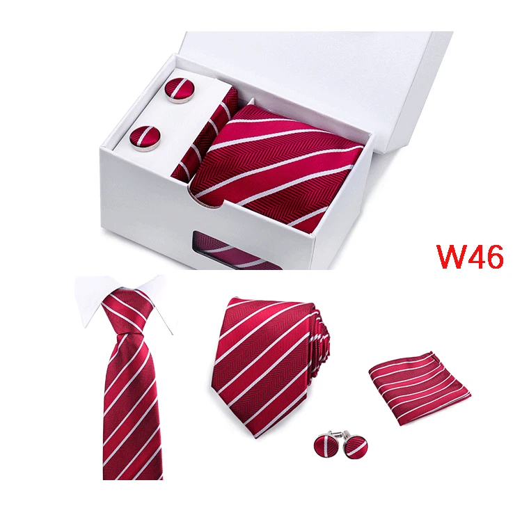 Mens Tie Set In A Box Paisley Ties For Men Gifts Luxury Necktie Pocket Square Cufflinks Wedding Business Formal Suit Tie