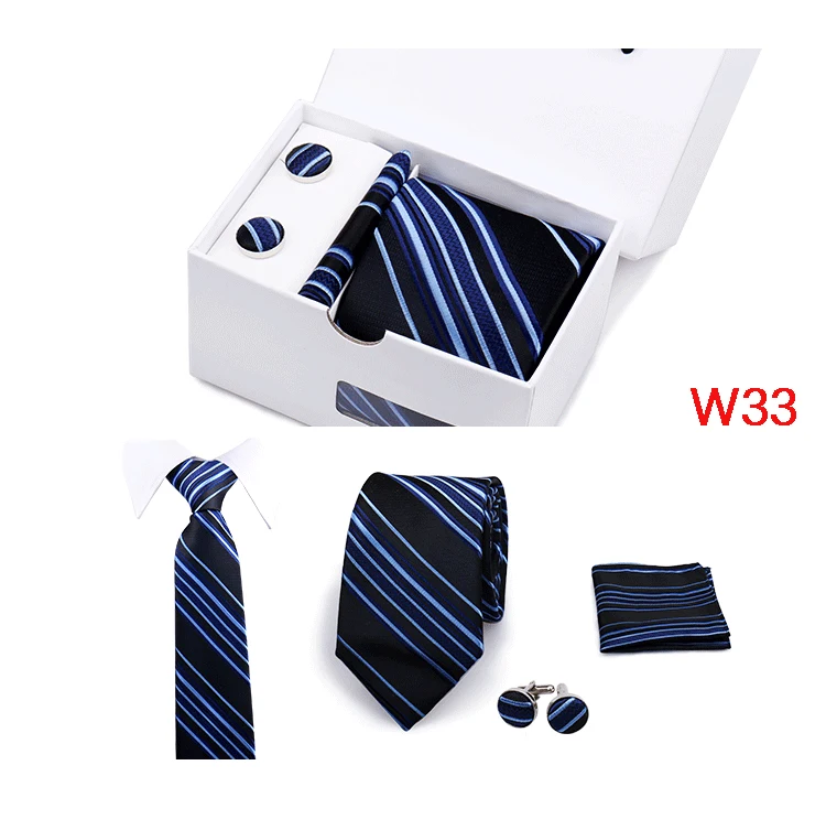 Mens Tie Set In A Box Paisley Ties For Men Gifts Luxury Necktie Pocket Square Cufflinks Wedding Business Formal Suit Tie