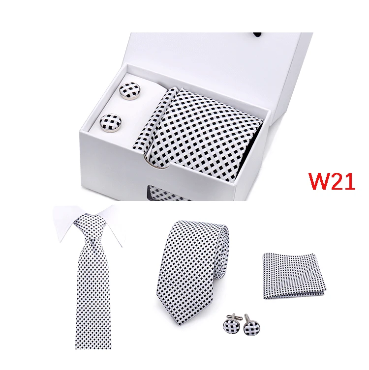 Mens Tie Set In A Box Paisley Ties For Men Gifts Luxury Necktie Pocket Square Cufflinks Wedding Business Formal Suit Tie