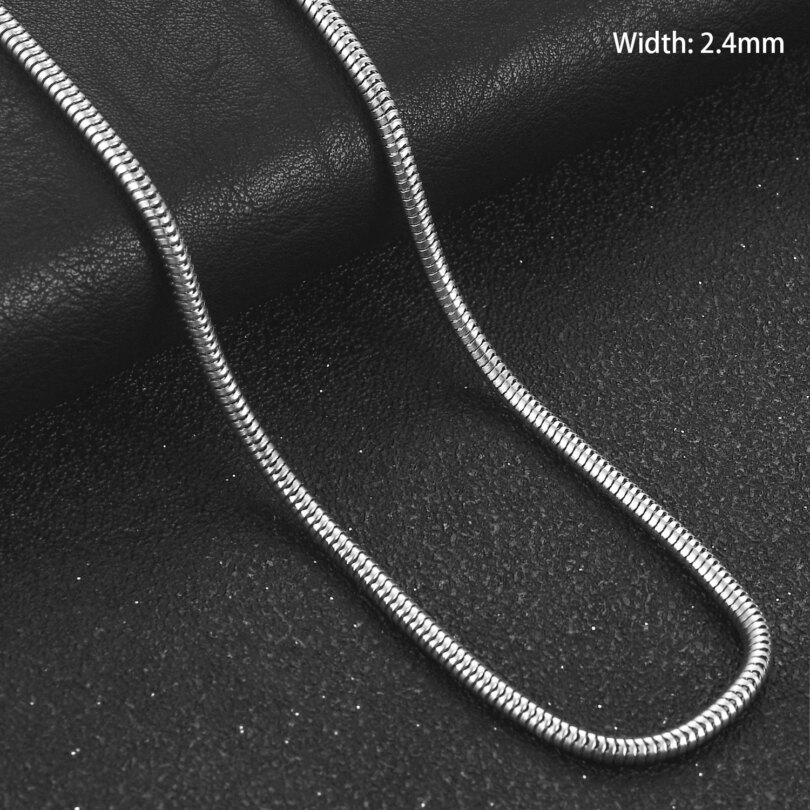 1/1.5/2.4/4mm Waterproof Stainless Steel Sliver Color Necklace High Quality Round Snake Chain Jewelry Accessory for Men Women - Image 4