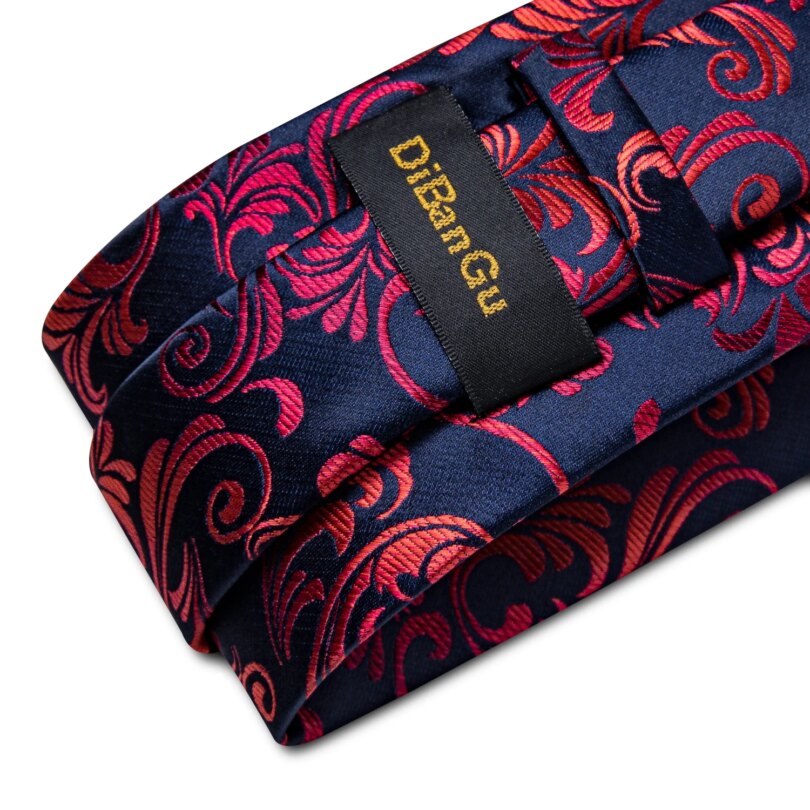 New Designer Blue Red Paisley Ties For Men Wedding Party Neck Tie Luxury Tie Ring Brooch 100% Silk Tie Set Gift For Men DiBanGu - Image 3