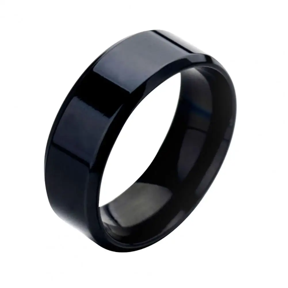 Men’s Silver Color Black Stainless Steel Ring Classic Solid Color Metal White Wedding Engagement Ring For Man Jewelry Band Ring