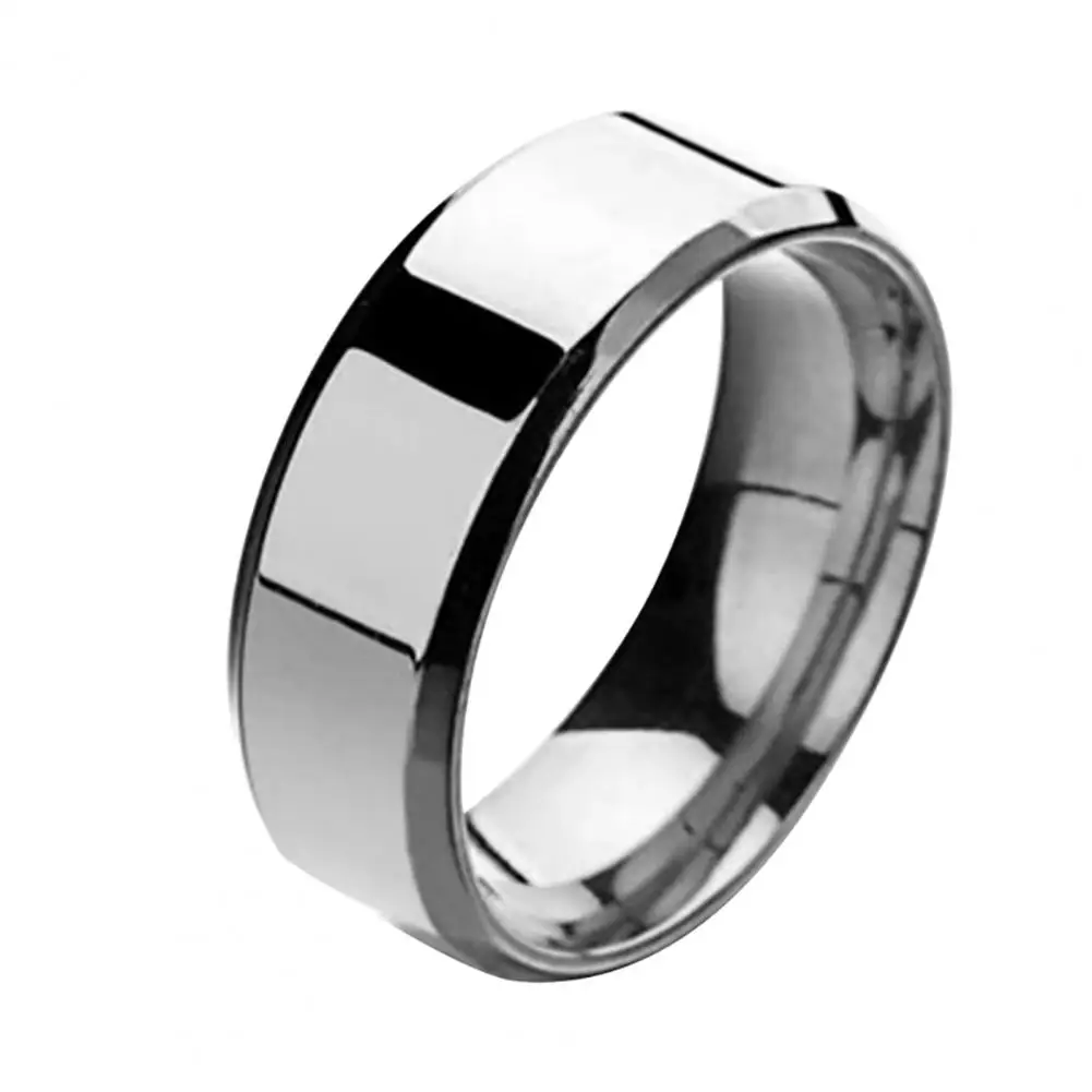 Men’s Silver Color Black Stainless Steel Ring Classic Solid Color Metal White Wedding Engagement Ring For Man Jewelry Band Ring