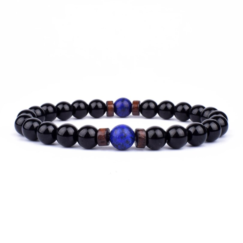 Volcanic Stone Bracelet for Men Lava Wooden 8mm Beads Bracelet Tibetan Buddha Wrist Chain Women Men Jewelry Gift New Bracelets - Image 2