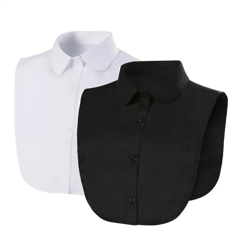 Fake Collar For Shirt Detachable Collars Solid Shirt Lapel Blouse Top Men Women Black White Clothes Shirt Accessories DropShip - Image 2