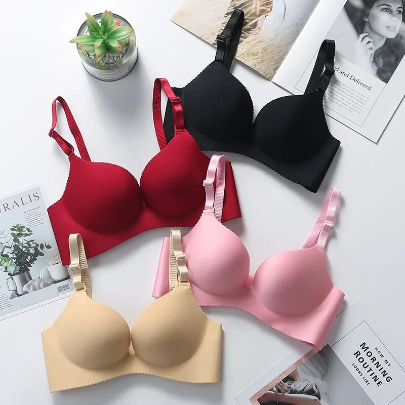 Comfort Wireless Bras for Women Underwear Seamless Solid Pink Black Bras Top Sexy Lingerie Push Up Bralette Female Intimates