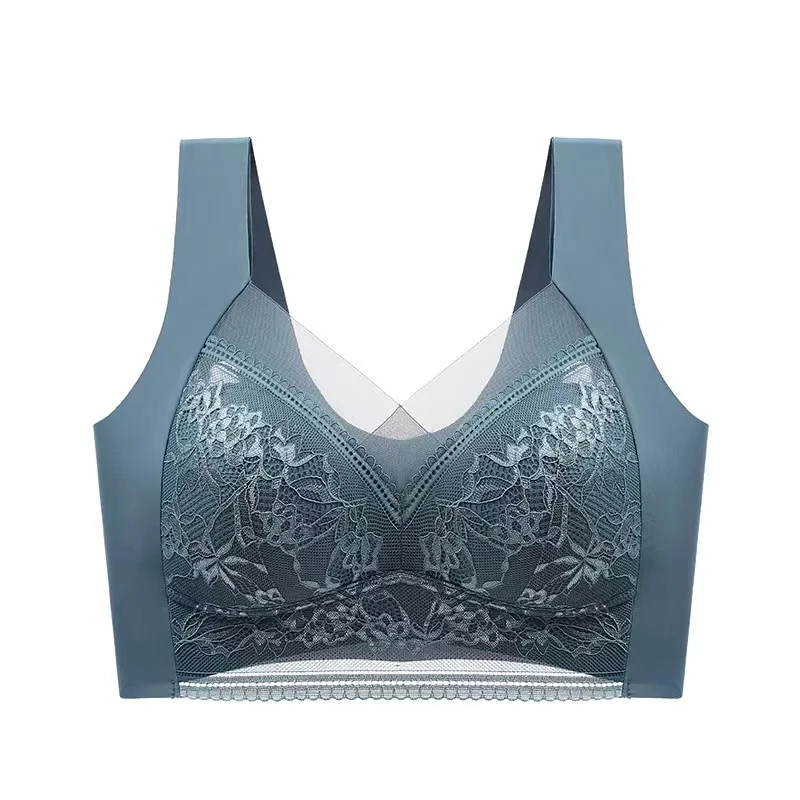 Top High Quality Lace Ladies Underwear Sexy and Comfortable No Steel Rings Fixed Cups Gathered Small Large Size Breathable Bra