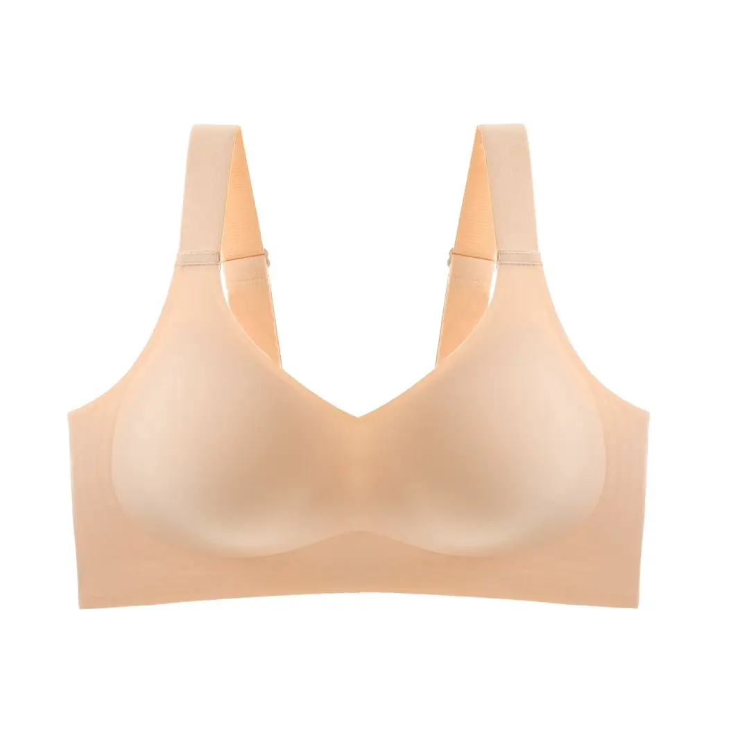 Beautiful Back Large Size Soft Support Push-up Bra For Women, Seamless One-piece, Wire-free, Adjustable Sports Thin Bra