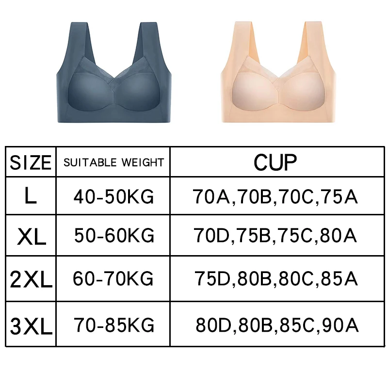 3 Pcs Sexy Seamless Plus Size Bra Push Up Sports Brassiere Women's Lace Underwear Wireless Yoga Top  Woman No Steel Ring Bras