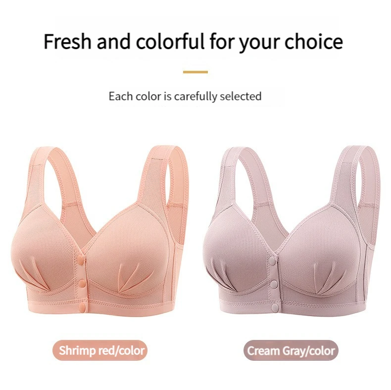 New Large Size Front Closure Mom Back Underwear Thin Section Comfortable Breathable Push Up Bra Glossy Lingerie For Women Sütyen