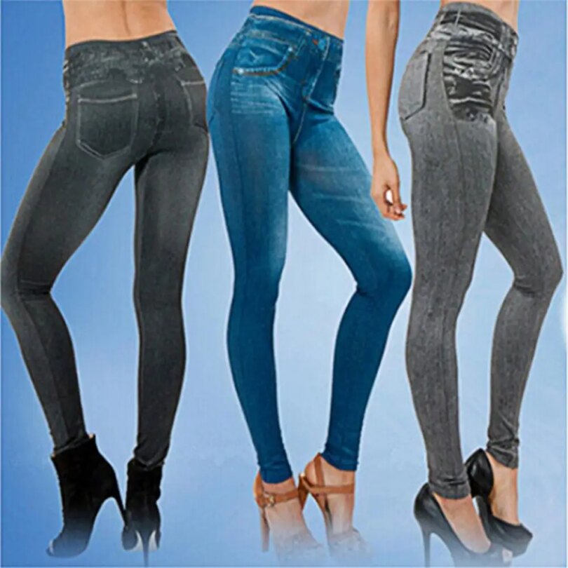 Women Jeans Jeggings Stretch Skin-friendly Soft Multi Pockets High Waist Jeggings Pants for Shopping - Image 4