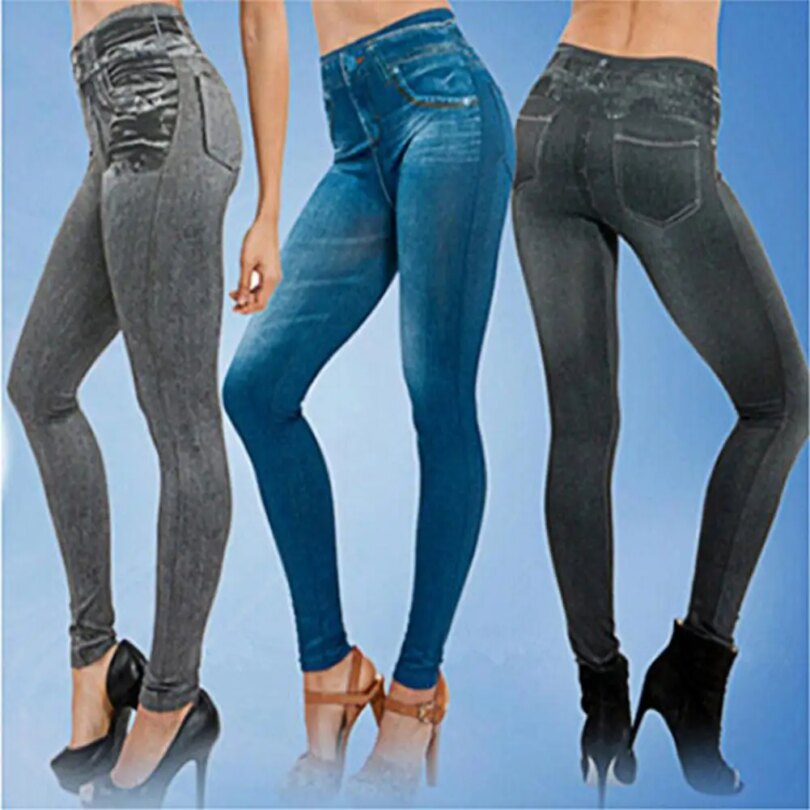 Women Jeans Jeggings Stretch Skin-friendly Soft Multi Pockets High Waist Jeggings Pants for Shopping - Image 5