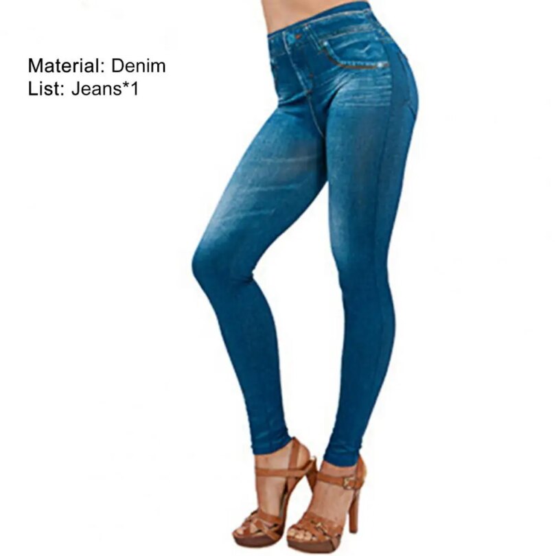 Women Jeans Jeggings Stretch Skin-friendly Soft Multi Pockets High Waist Jeggings Pants for Shopping