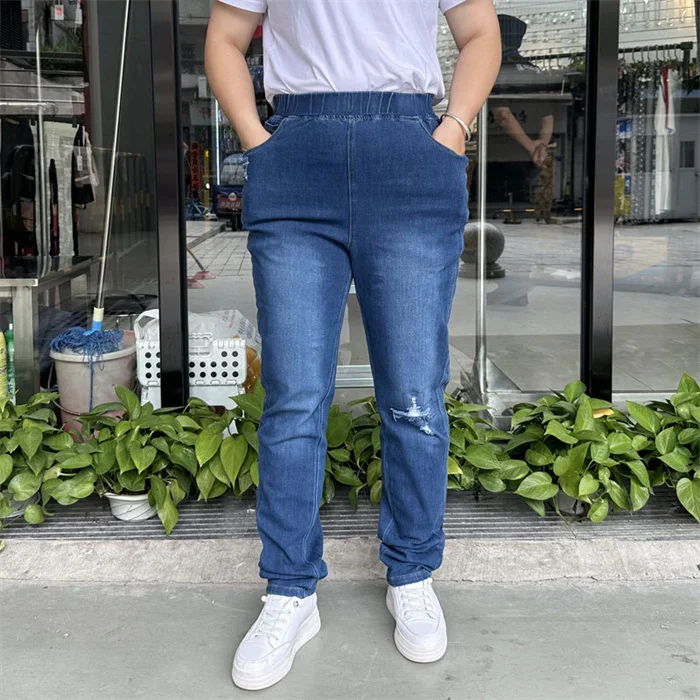 Ripped Jeans Women 9XL 8XL 7XL High Waist Plus Size Pencil Pants Loose Stretched Scratched Girl Female Elastic Denim Trousers