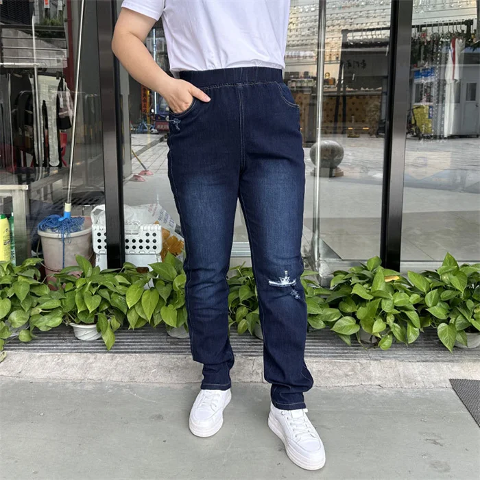 Ripped Jeans Women 9XL 8XL 7XL High Waist Plus Size Pencil Pants Loose Stretched Scratched Girl Female Elastic Denim Trousers