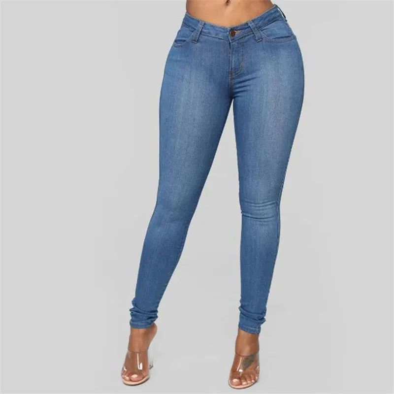 Low price promotion women high waist jeans casual skinny slim jeans high stretch denim pencil pants plus size S-3XL New