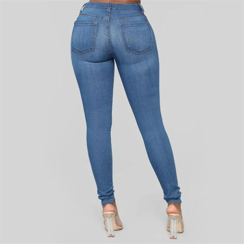 Low price promotion women high waist jeans casual skinny slim jeans high stretch denim pencil pants plus size S-3XL New