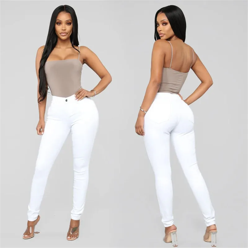 Low price promotion women high waist jeans casual skinny slim jeans high stretch denim pencil pants plus size S-3XL New