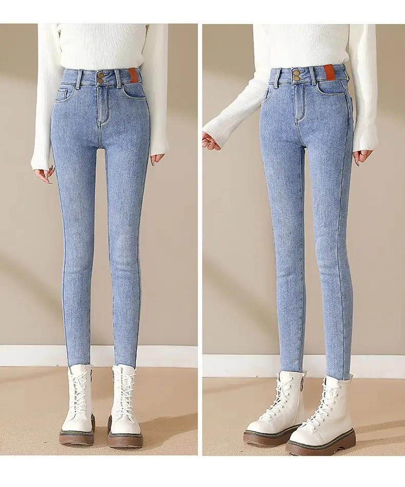 Winter Thick Velvet Women jeans High Waist Skinny Jeans woman pants Fleece Warm Slim Fit Stretch Ladies Denim Pencil Pants women