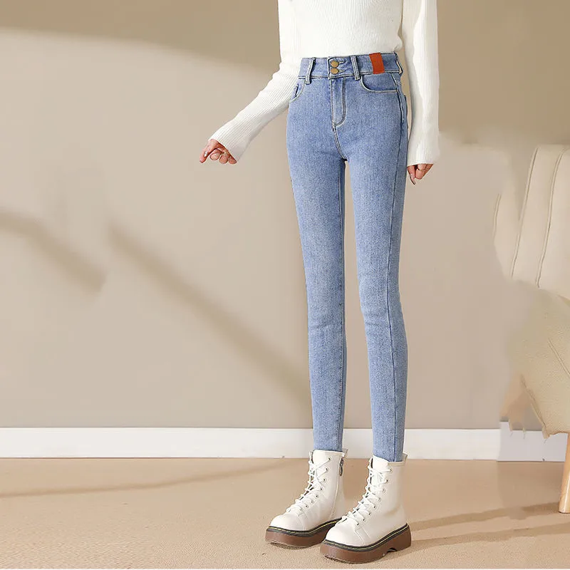 Winter Thick Velvet Women jeans High Waist Skinny Jeans woman pants Fleece Warm Slim Fit Stretch Ladies Denim Pencil Pants women