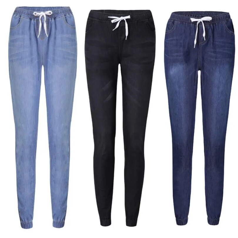 40%HOT Skinny Jeans Women Jogger Pants Plus Size Elastic Drawstring Elastic Waist Slim Stretch Jeans Ladies Pencil Pants - Image 3