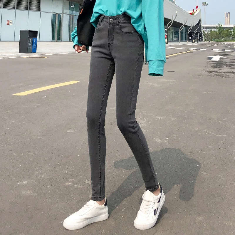 Women Thermal Jeans Denim Skinny Stretch Jeans Warm Lamb Fleece Lady Plus Size Pencil Trousers Oversized High Waist Winter Plush