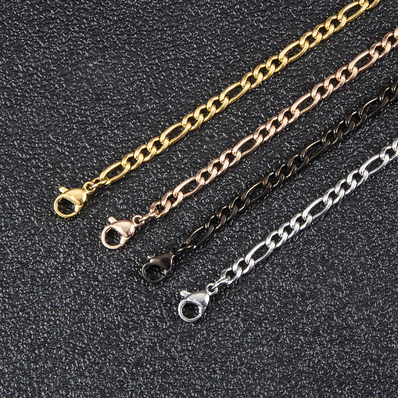 Fashion New Figaro Chain Necklace For Men Punk Silver Color Stainless Steel Long Necklace Men Hip Hop Jewelry Gift