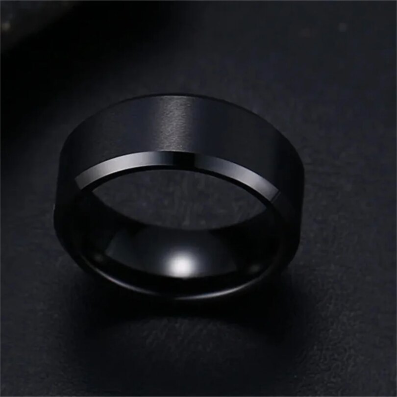 Fashion Charm Jewelry Ring for Men Women Stainless Steel Black Rings Wedding Engagement Band Quality Matte Male Jewelry - Image 6