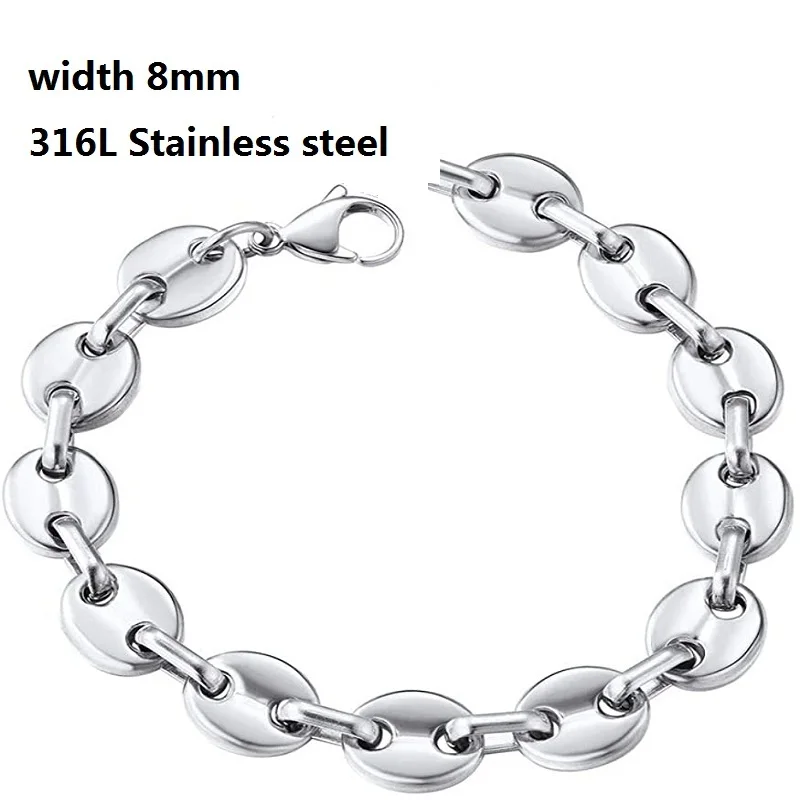 316L Stainless Steel Cuban Chain Bracelet for Men Women Figaro  Vintage Metal Viking Kpop Pulseras Emo Cute Luxury Jewelry Gift